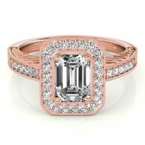 Antique Emerald Cut Diamond Engagement Ring 18k Rose Gold (1.80ct)