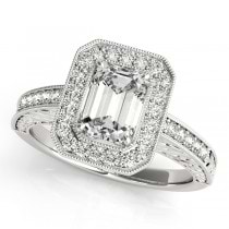 Antique Emerald Cut Diamond Engagement Ring Palladium (1.80ct)