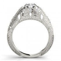 Art Nouveau Diamond Antique Engagement Ring 14k White Gold (0.90ct)