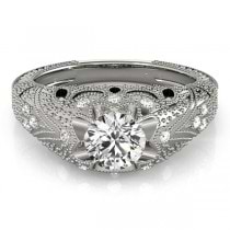 Art Nouveau Diamond Antique Engagement Ring 14k White Gold (0.90ct)
