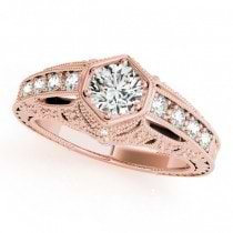 Diamond Antique Style Engagement Ring 14k Rose Gold (0.62ct)