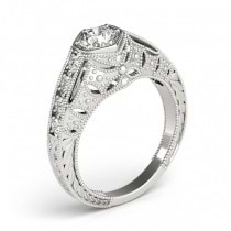 Diamond Antique Style Engagement Ring 18k White Gold (0.62ct)