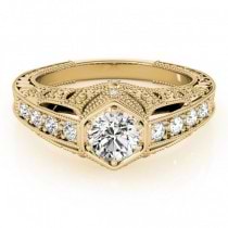 Diamond Antique Style Engagement Ring 18k Yellow Gold (0.62ct)