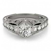 Diamond Antique Style Engagement Ring Platinum (0.62ct)
