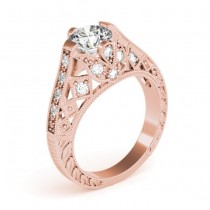 Diamond Antique Style Engagement Ring Setting 14K Rose Gold (0.20ct)