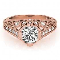 Diamond Antique Style Engagement Ring Setting 14K Rose Gold (0.20ct)