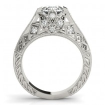 Diamond Antique Style Engagement Ring Setting 18K White Gold (0.20ct)
