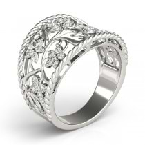 Stylish Floral Diamond Ring Band 14K White Gold (0.13ct)