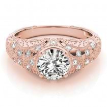 Diamond Antique Style Engagement Ring Art Deco 14K Rose Gold (0.20ct)