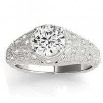 Diamond Antique Style Engagement Ring Art Deco 18K White Gold (0.20ct)