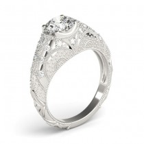 Diamond Antique Style Engagement Ring Art Deco 18K White Gold (0.20ct)