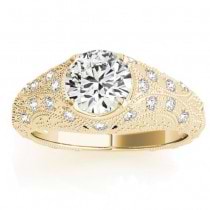 Diamond Antique Style Engagement Ring Art Deco 18K Yellow Gold (0.20ct)