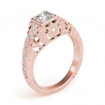 Diamond Antique Style Engagement Ring Setting 14K Rose Gold (0.12ct)