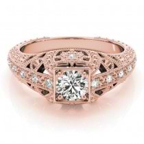Diamond Antique Style Engagement Ring Setting 18K Rose Gold (0.12ct)