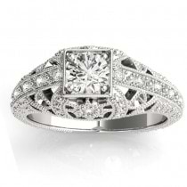 Diamond Antique Style Engagement Ring Setting 18K White Gold (0.12ct)
