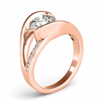 Diamond Tension Set Engagement Ring Setting 14K Rose Gold (0.19ct)
