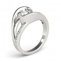 Diamond Tension Set Engagement Ring Setting 14K White Gold (0.19ct)