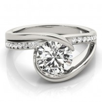 Diamond Tension Set Engagement Ring Setting 14K White Gold (0.19ct)