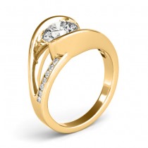 Diamond Tension Set Engagement Ring Setting 18K Yellow Gold (0.19ct)