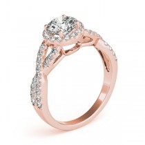 Diamond Infinity Twisted Halo Engagement Ring 18k Rose Gold 1.50ct