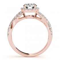 Moissanite Infinity Twisted Halo Engagement Ring 14k Rose Gold 1.50ct