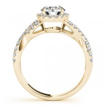 Moissanite Infinity Twisted Halo Engagement Ring 14k Yellow Gold 1.50ct