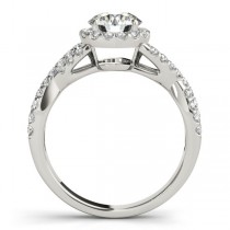 Moissanite Infinity Twisted Halo Engagement Ring 18k White Gold 1.50ct