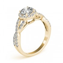 Moissanite Infinity Twisted Halo Engagement Ring 18k Yellow Gold 1.50ct