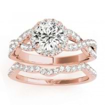 Diamond Infinity Halo Engagement Ring & Band 14k Rose Gold (0.73ct)