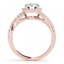 Diamond Infinity Halo Engagement Ring & Band 18k Rose Gold (0.73ct)