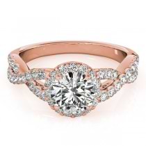Diamond Infinity Twisted Halo Engagement Ring 14k Rose Gold 1.00ct