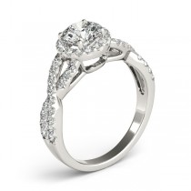 Diamond Infinity Twisted Halo Engagement Ring 14k White Gold 1.00ct