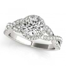 Diamond Infinity Twisted Halo Engagement Ring 18k White Gold 2.00ct