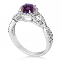 Alexandrite & Diamond Twisted Engagement Ring 18k White Gold 1.80ct