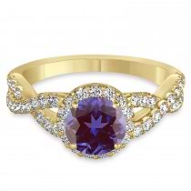 Alexandrite & Diamond Twisted Engagement Ring 18k Yellow Gold 1.80ct