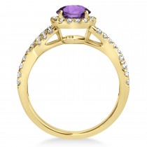 Amethyst & Diamond Twisted Engagement Ring 18k Yellow Gold 1.20ct