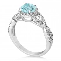 Aquamarine & Diamond Twisted Engagement Ring 14k White Gold 1.25ct