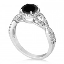 Black Diamond & Diamond Twisted Engagement Ring Palladium 1.30ct