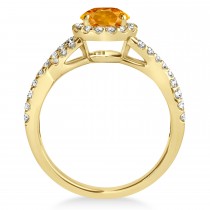 Citrine & Diamond Twisted Engagement Ring 18k Yellow Gold 1.20ct