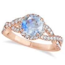 Moonstone & Diamond Twisted Engagement Ring 18k Rose Gold 1.27ct