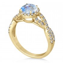 Moonstone & Diamond Twisted Engagement Ring 18k Yellow Gold 1.27ct