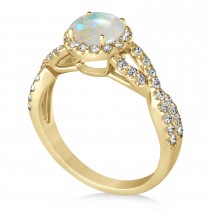 Opal & Diamond Twisted Engagement Ring 18k Yellow Gold 1.07ct