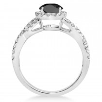 Black Onyx & Diamond Twisted Engagement Ring Palladium 1.20ct