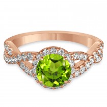 Peridot & Diamond Twisted Engagement Ring 14k Rose Gold 1.35ct