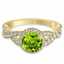 Peridot & Diamond Twisted Engagement Ring 18k Yellow Gold 1.35ct