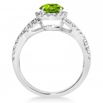 Peridot & Diamond Twisted Engagement Ring Palladium 1.35ct
