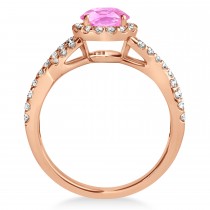 Pink Sapphire & Diamond Twisted Engagement Ring 14k Rose Gold 1.55ct
