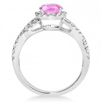 Pink Sapphire & Diamond Twisted Engagement Ring 14k White Gold 1.55ct