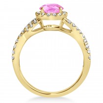 Pink Sapphire & Diamond Twisted Engagement Ring 14k Yellow Gold 1.55ct