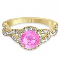 Pink Sapphire & Diamond Twisted Engagement Ring 18k Yellow Gold 1.55ct